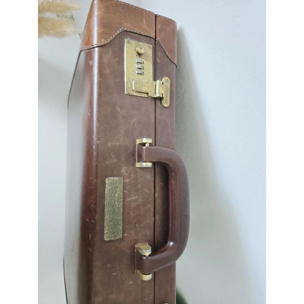 🗼RARE Vintage LANCEL Paris Hard Leather Portfolio Document Briefcase France